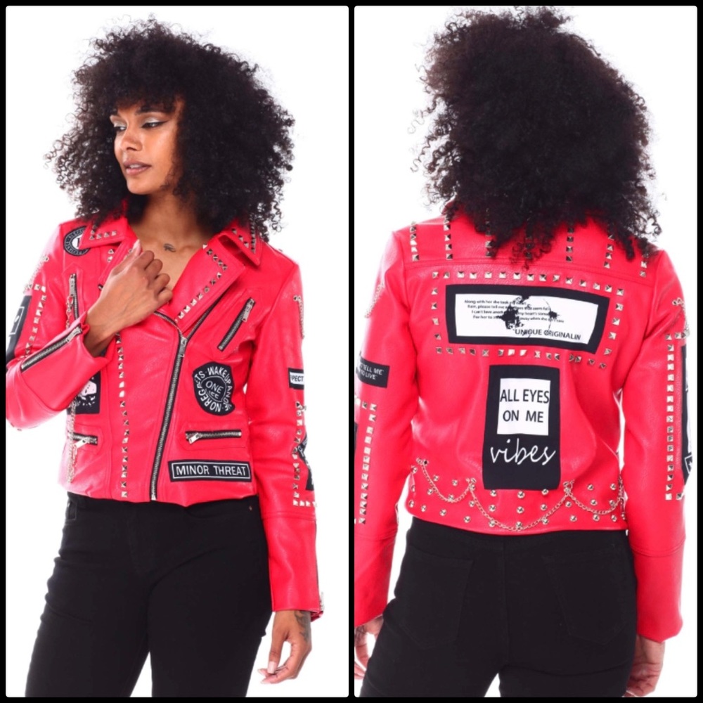 🆕 🔥Faux Leather Studded Jacket Sz L